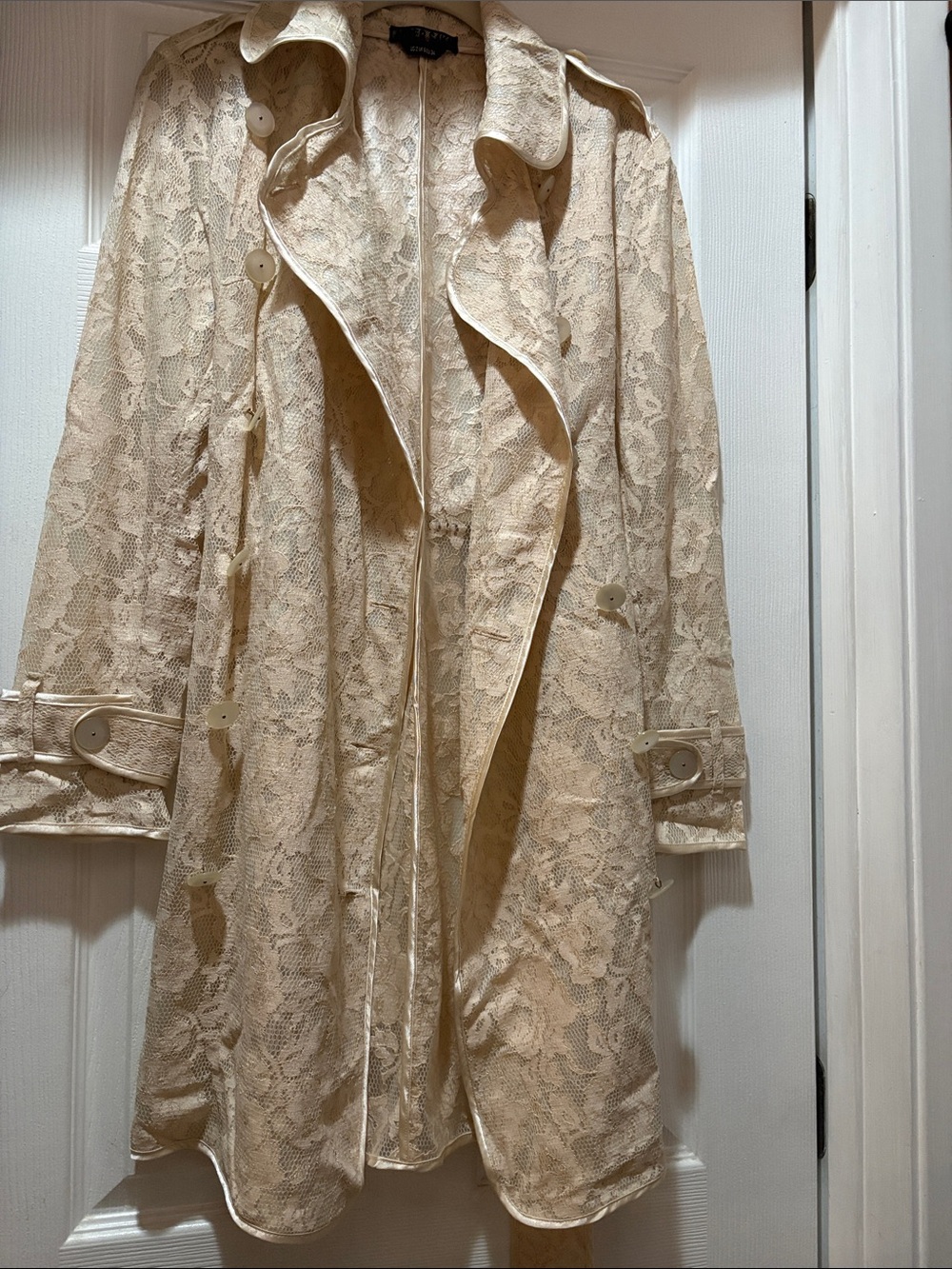 American Rag Lace Trench Coat in Cream